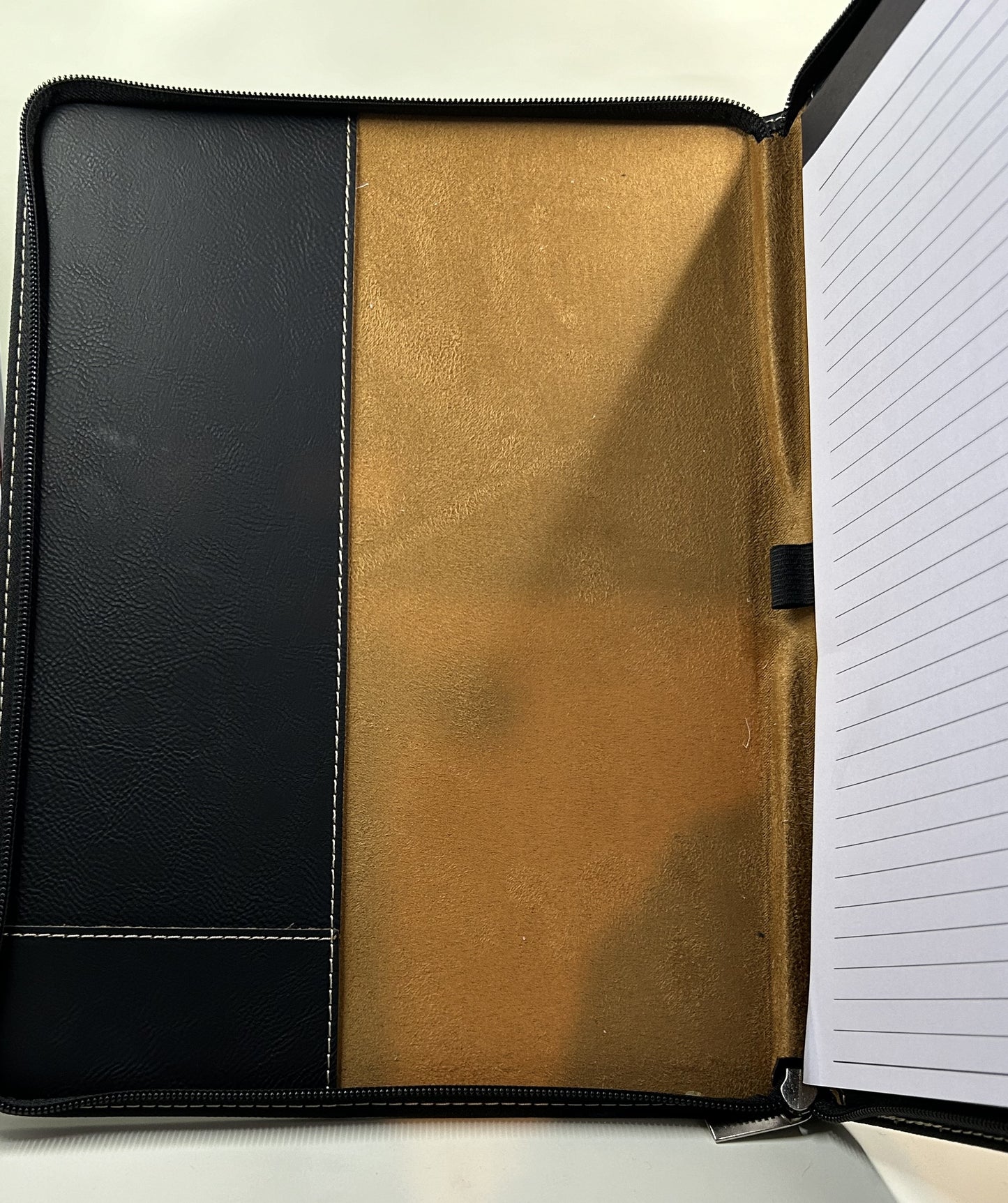 Laserable Leatherette Zip Portfolio With Notepad