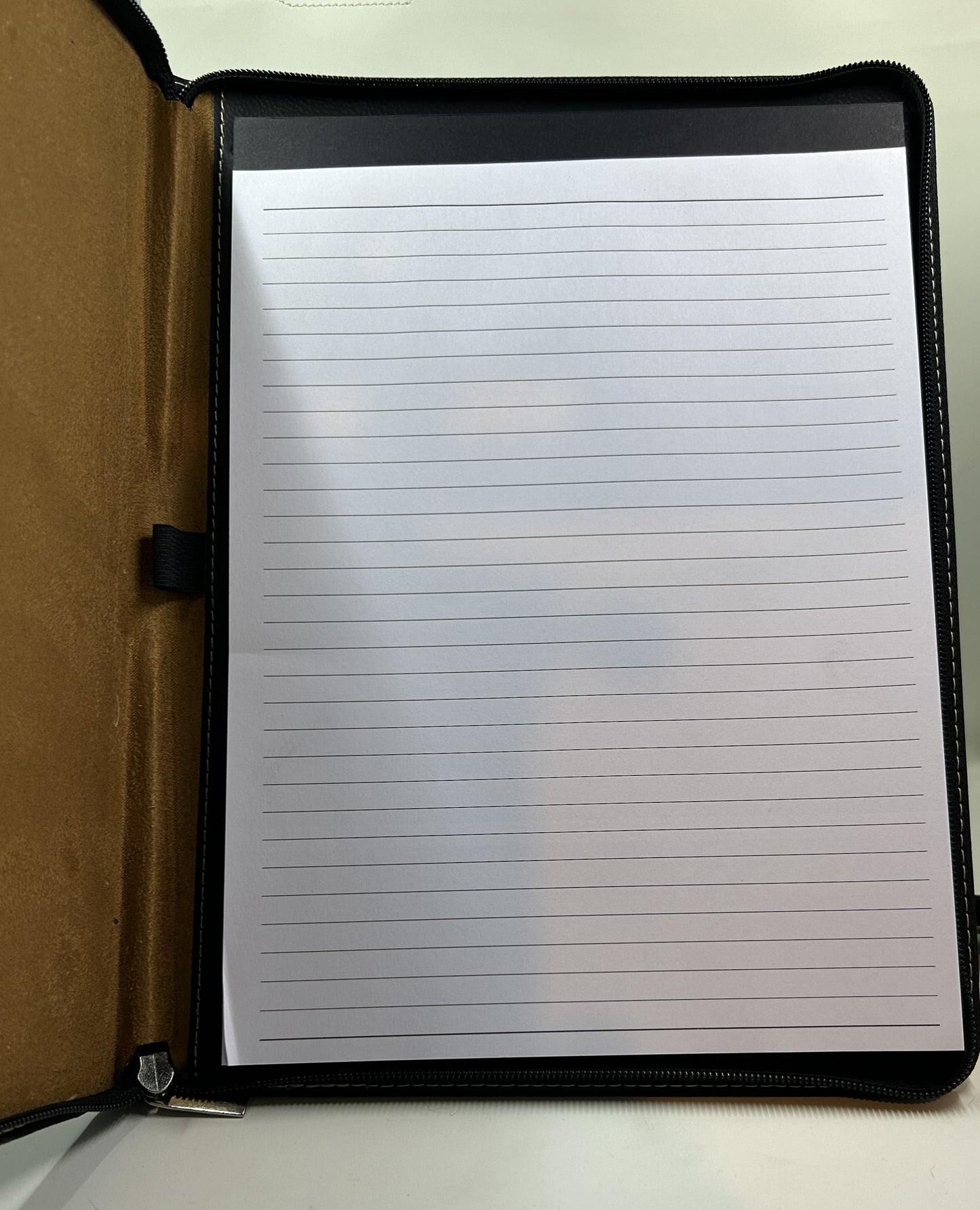 Laserable Leatherette Zip Portfolio With Notepad