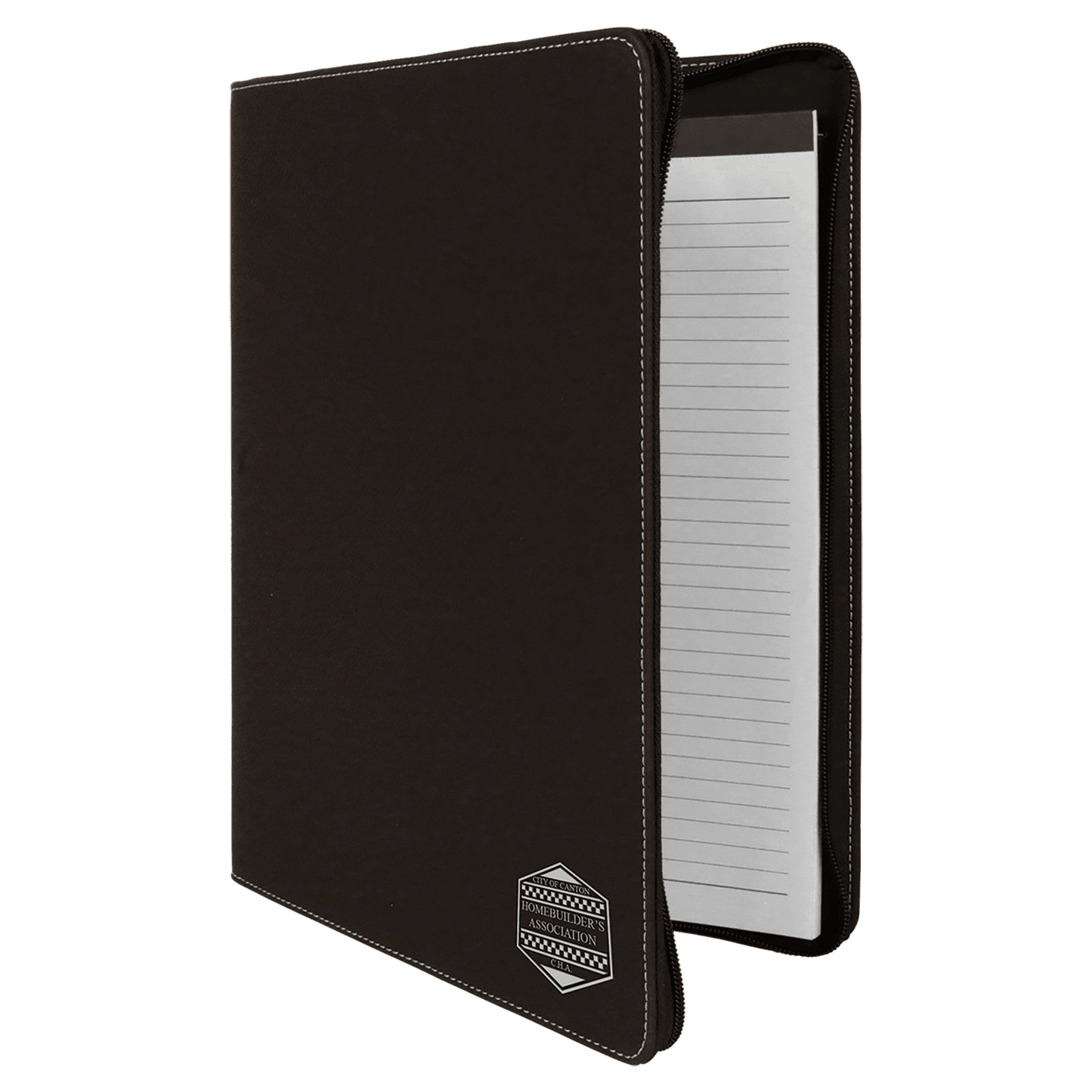 Laserable Leatherette Zip Portfolio With Notepad