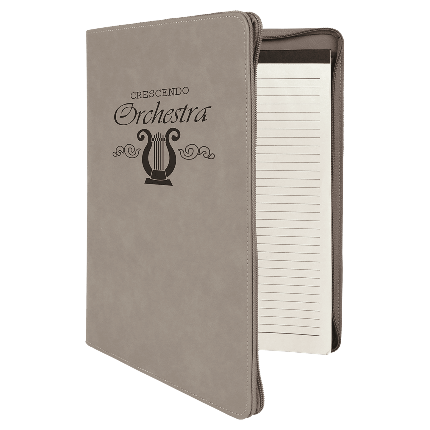 Laserable Leatherette Zip Portfolio With Notepad