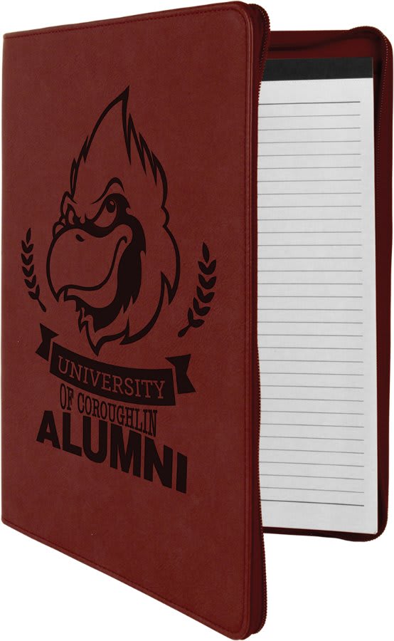 Laserable Leatherette Zip Portfolio With Notepad