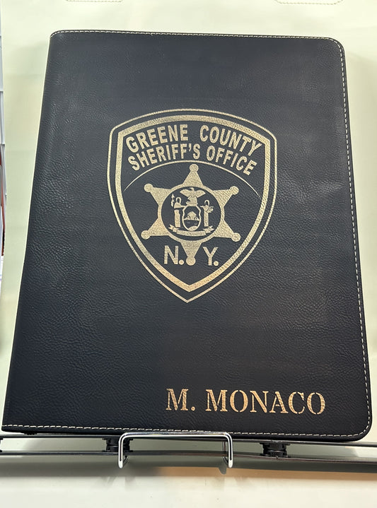 Laserable Leatherette Zip Portfolio With Notepad