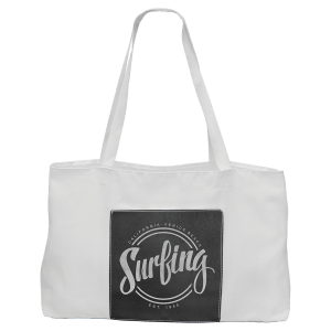 White Tote Bag with Laserable Leatherette Pocket