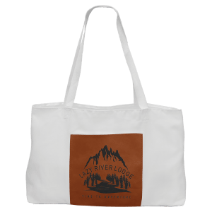 White Tote Bag with Laserable Leatherette Pocket