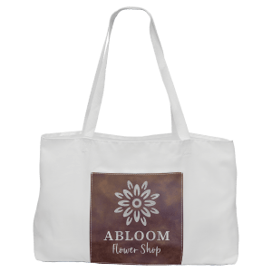 White Tote Bag with Laserable Leatherette Pocket